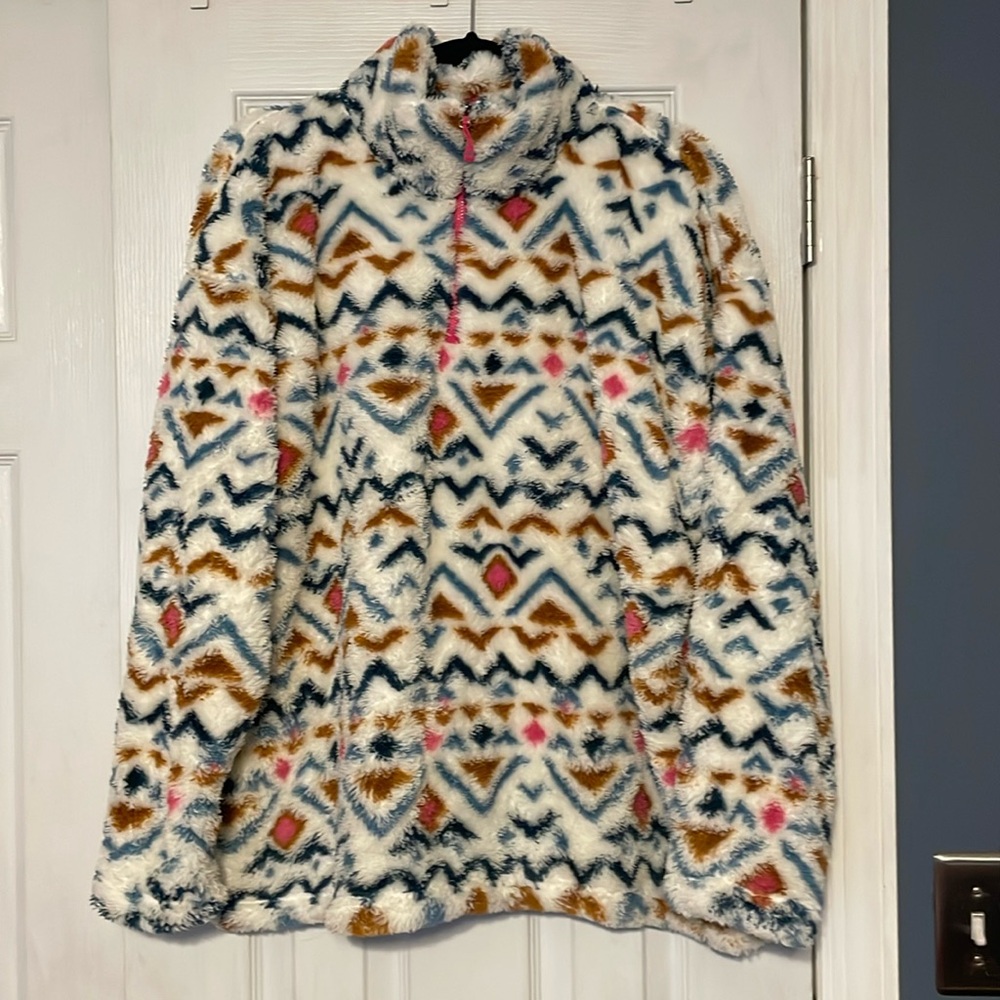Eddie Bauer Women’s Aztec Sherpa Fleece 1/4 Zip Pullover